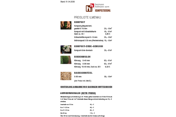 Preisliste Ilmenau 2025